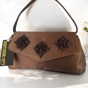 Sasha Classic Brown Hand Shoulder Bag with Intricate Beaded Embellishments New